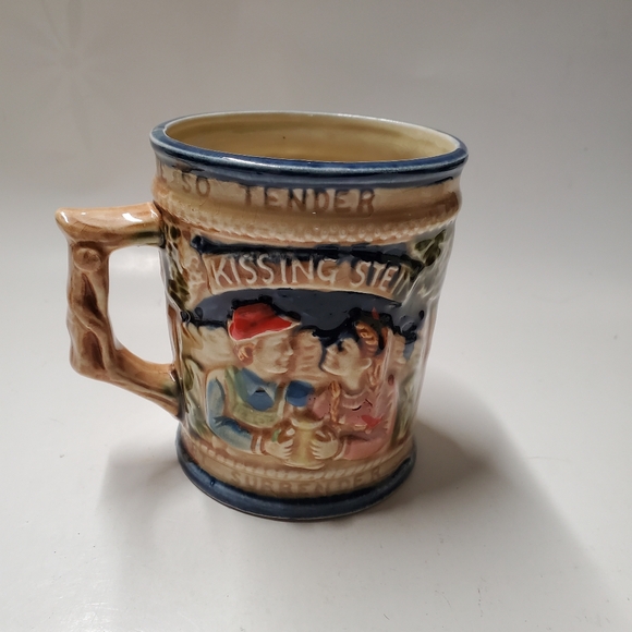 Vintage Two Handled Kissing Beer Stein Lego Japan Romantic Kitschy Cottagecore - Picture 2 of 8